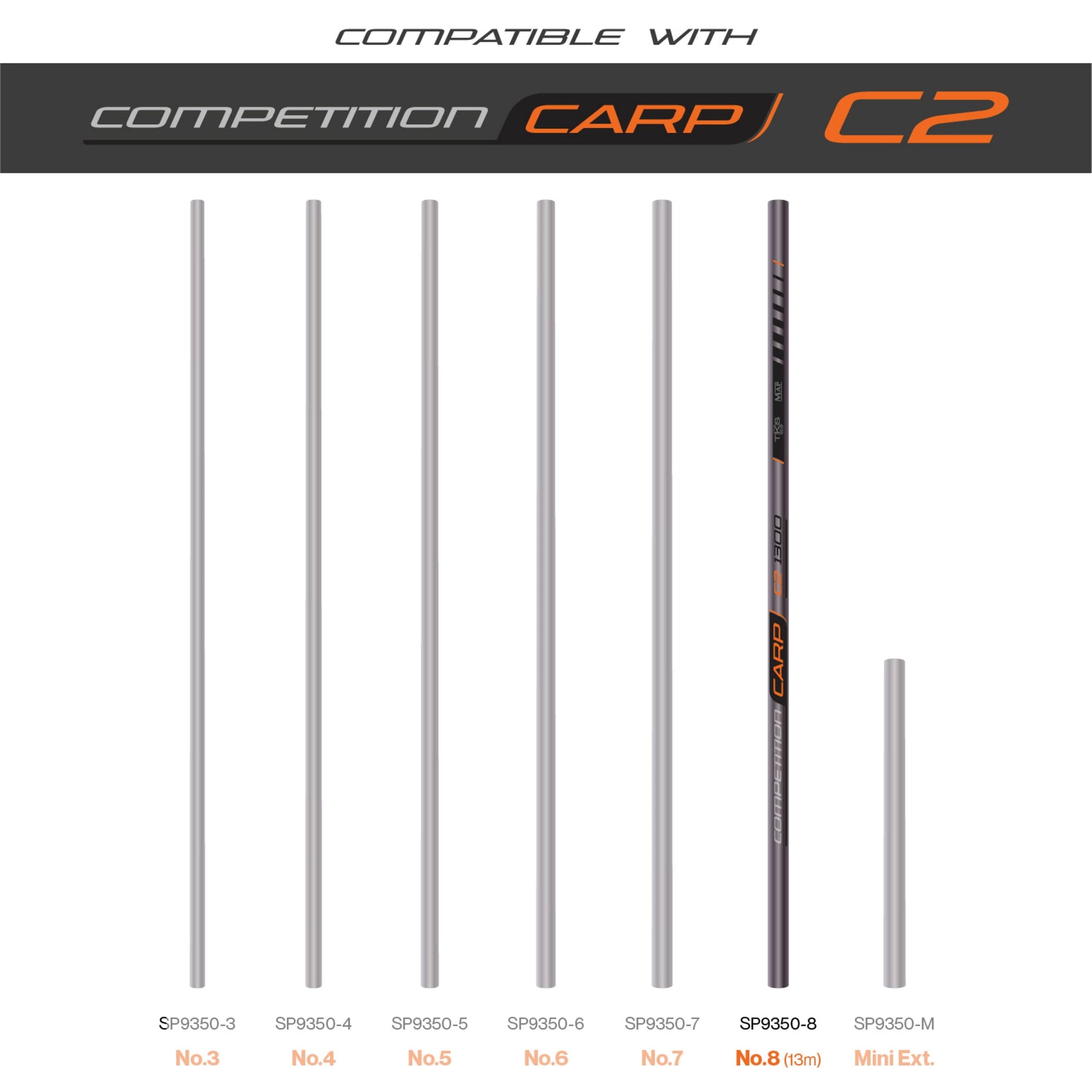 TKS Carp 2 Number 8 Section 13.0m  Pole Section  MAP Fishing