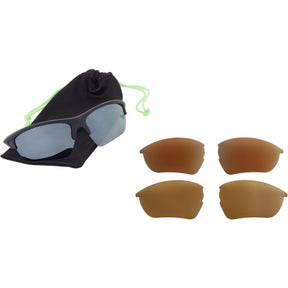 Mission Matt Black Sunglasses- 3 Polarised Lens Pack-Silver Mirror/Bronze/Yellow  Sunglasses  MAP Fishing