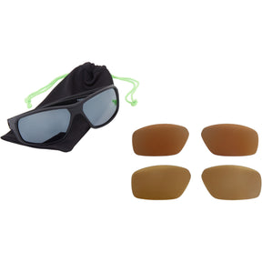 Target Matt Black Sunglasses - 3 Polarised Lens Pack-Silver Mirror/Bronze/Yellow  Sunglasses  MAP Fishing