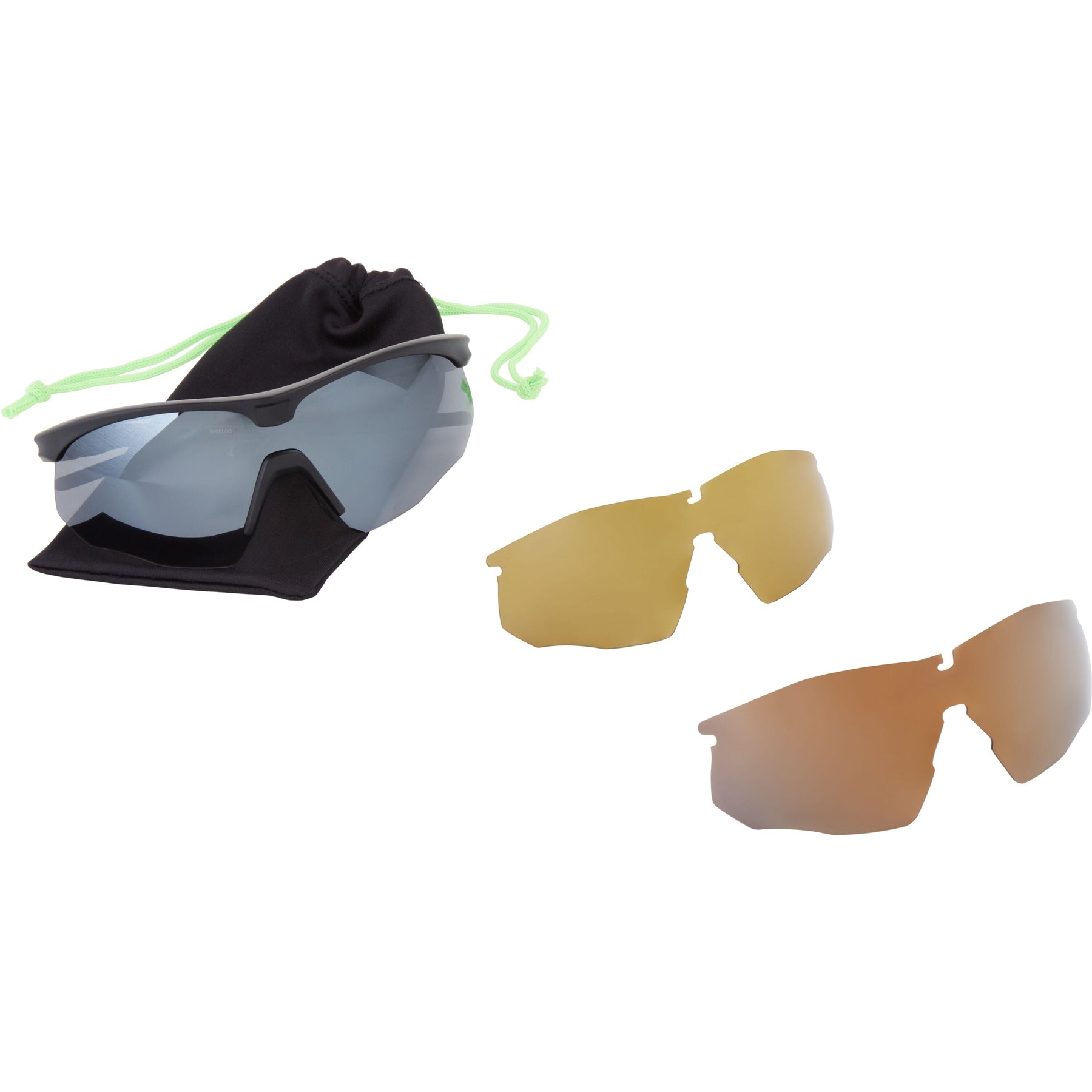 Shields Matt Black Sunglasses- 3 Polarised Lens Pack-Silver Mirror/Bronze/Yellow  Sunglasses  MAP Fishing