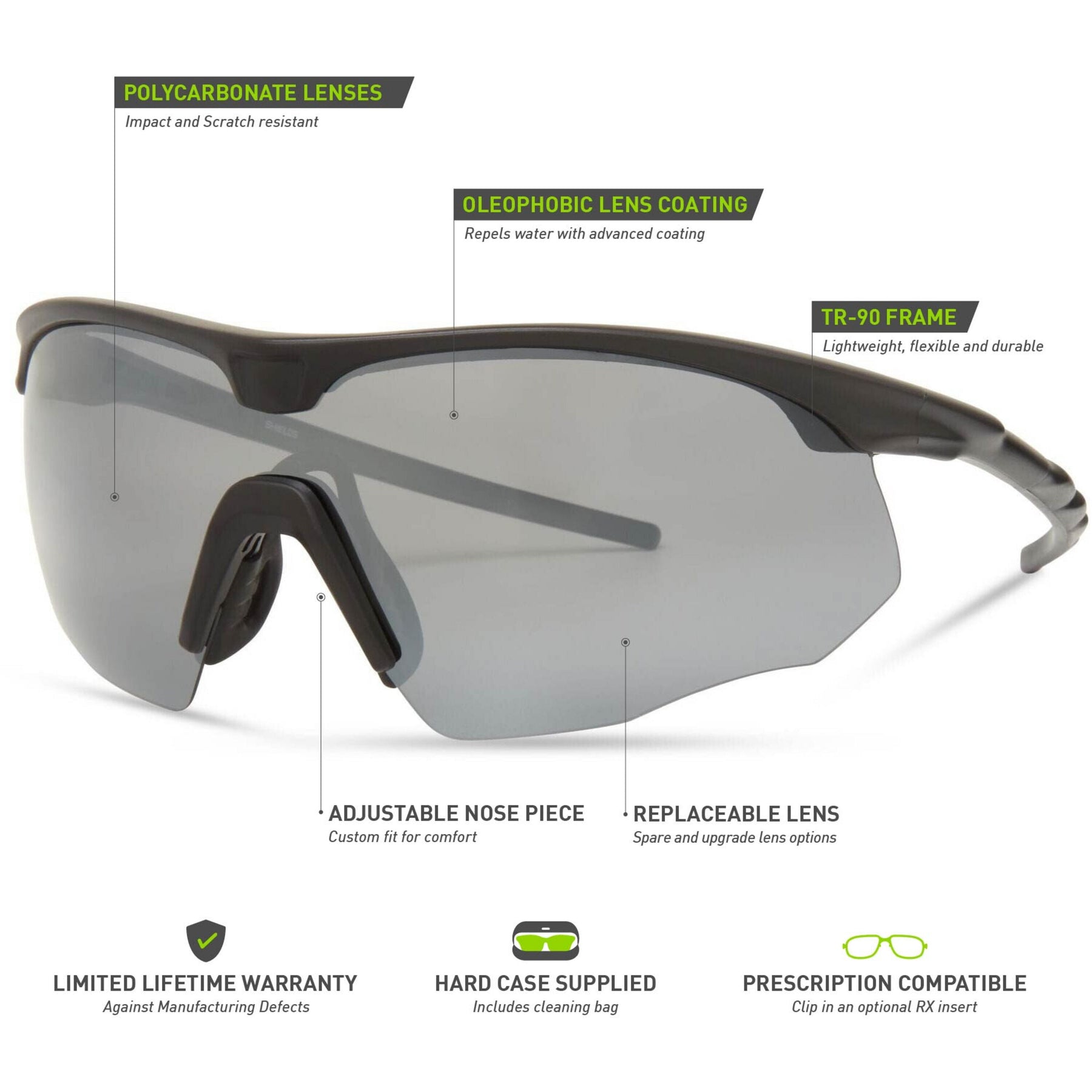 Shields Matt Black Sunglasses- 3 Polarised Lens Pack-Silver Mirror/Bronze/Yellow  Sunglasses  MAP Fishing